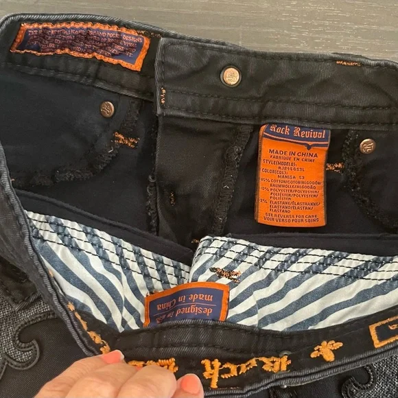 Rock Revival Marisa Black Denim Skinny Jeans Womens Low-Rise Casual Size 26x32 - Picture 8 of 11